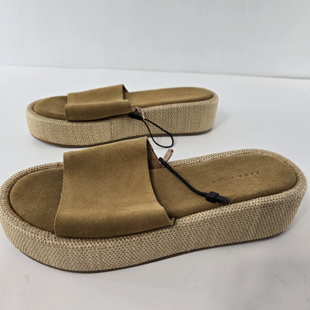 Zara Home Suede Espadrille Platform Slide Slip On Sandals Jute Woven NWT Size 8 - Picture 4 of 8